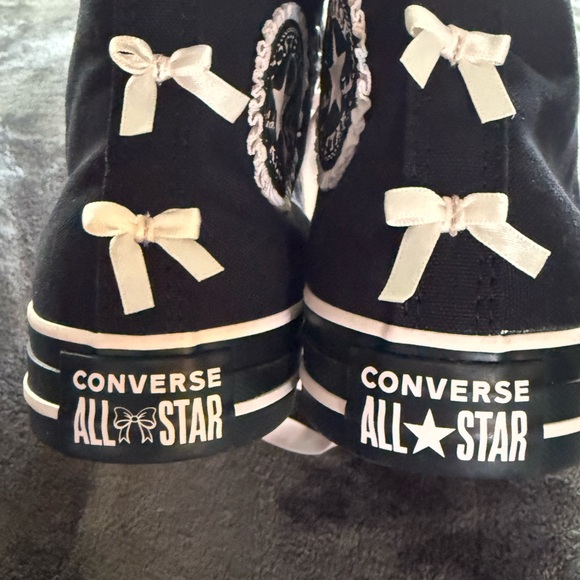 Converse Black High-Tops with Pink Bows and Ruffles - Picture 5 of 7